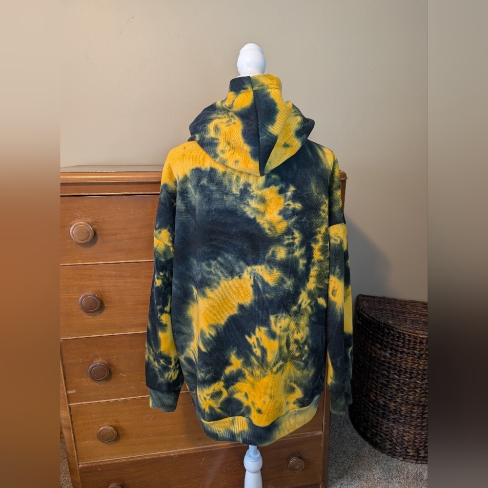 GREEN BAY PACKER Tie Dye Fire  Facemask Hoodie Sweatshirt SZ 1X - Picture 6 of 15